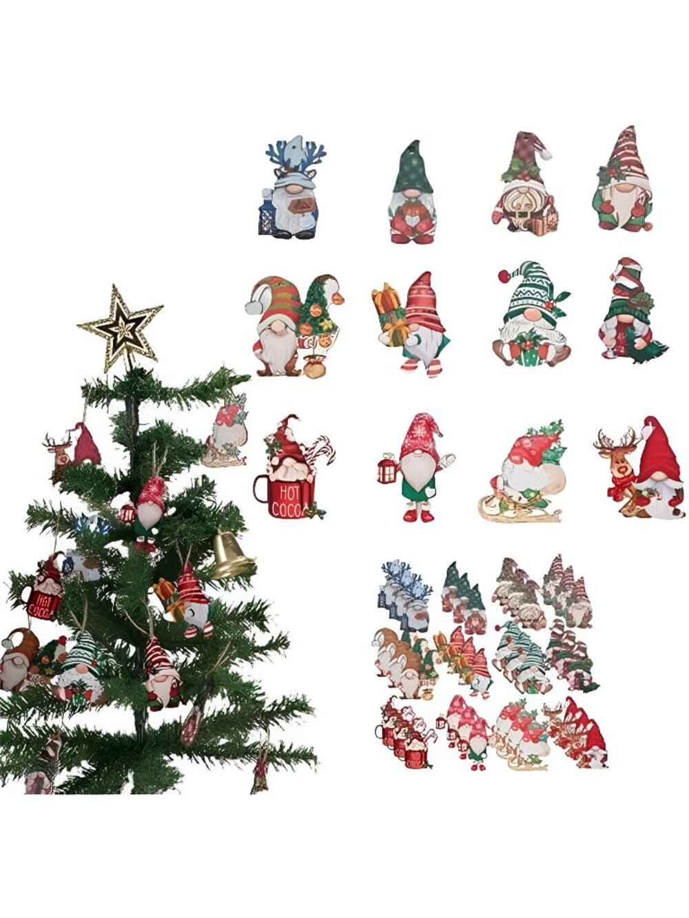 36pcs Christmas Tree Decorations Ornaments -36pcs Christmas Gnome Ornaments
